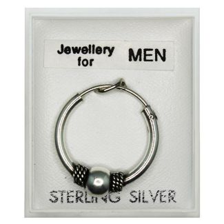 Men's Sterling Silver Sleeper With Silver Ball Design 18mm