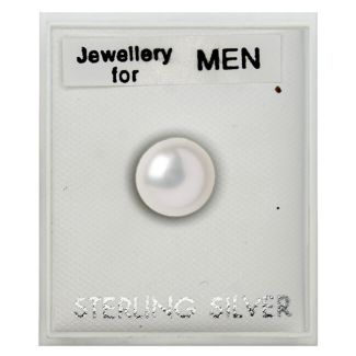 Men's Sterling Silver Pearl Design Stud