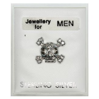Men's Sterling Silver Skull & Cross Bones Stud