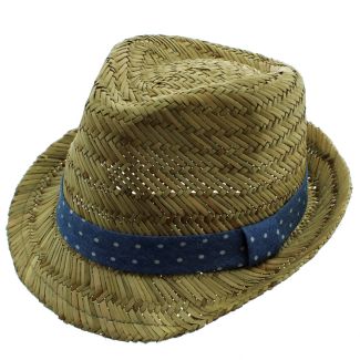 Men's Trilby Hat with Blue Polka Dot Band