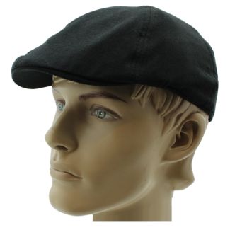 Men's 6 Panel Flat Caps - Black - Assorted Sizes