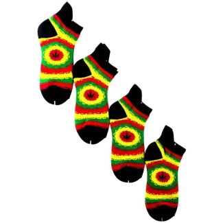 Men's Black Leaf Print Rasta Trainer Socks (1 Pair Pack)