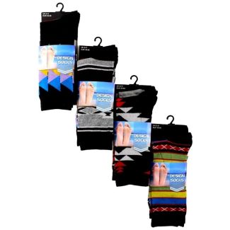 Men's Black Patterned Socks (3 Pair Pack) - Asst 
