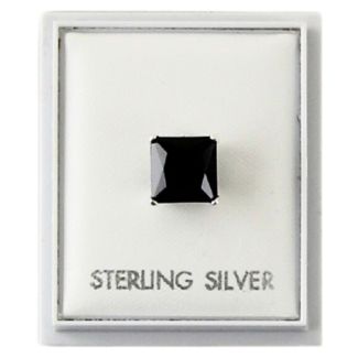Men's Black Sterling Silver Square CZ Stud 8mm