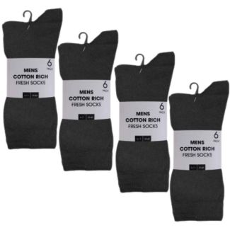 Men’s Cotton Rich Fresh Socks Pack of 6 - Black