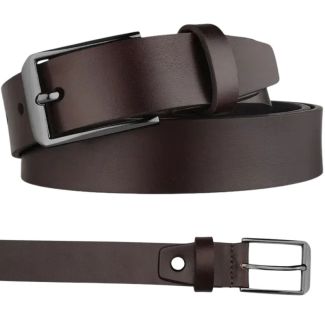 Men’s Full Grain Leather Belt with Screw Gunmetal Buckle 28mm Wide - Brown (XX-Large)