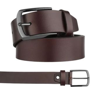 Men’s Full Grain Leather Belt with Screw-Fix Buckle (40mm Wide) - Brown (Large)