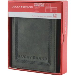 Men’s Genuine Leather Passcase Wallet – Black