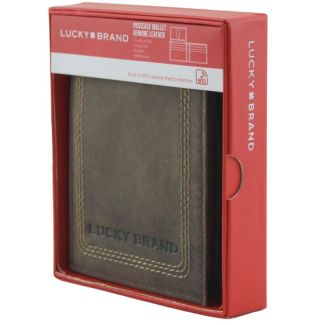 Men’s Genuine Leather RFID Passcase Wallet – Brown