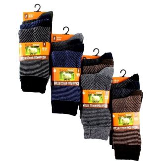 Men's Lambs Wool Socks - Fresh Feel (3 Pair Pack) - Asst