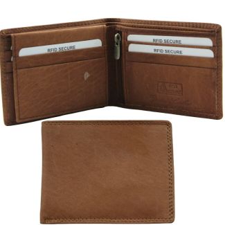Men’s Leather RFID Euroborse Bifold Wallet – Tan
