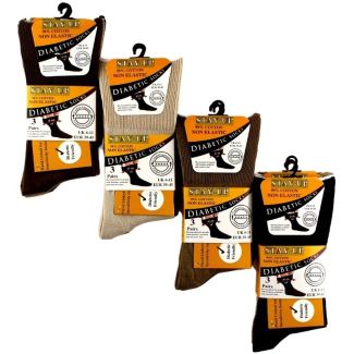Men's Non-Elastic Diabetic Socks - Stay Up (3 Pair Pack) - Asst