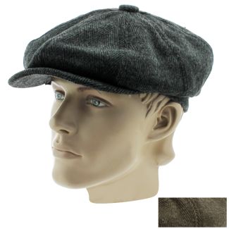 Men's 8 Panel Wool Flat Caps - Assorted Colours & Sizes