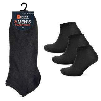 Mens 3 Pack Black Trainer Socks
