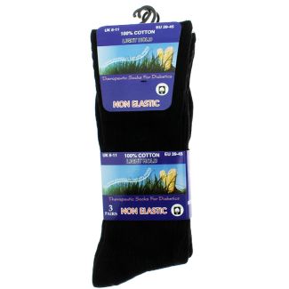 Mens 'Light Hold' Non Elastic Therapeutic Socks - Black