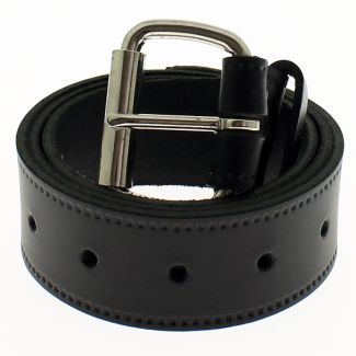 Men's Plain Black Roller Buckle Belt 