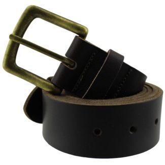 Men's Full Grain Extra Thick Leather Belts 1.5" Wide - Dark Brown (Large)