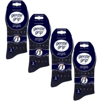 Men's Micro Rectangle Gentle Grip Cotton Blend Ankle Socks (3 Pack) - Black/Navy/Charcoal