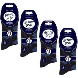 Men's Bold Argyle Gentle Grip Cotton Blend Ankle Socks (3 Pack) - Assorted
