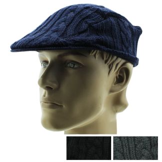 Mens Cable Knit Flat Caps