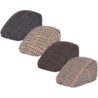 Men's Padded Cubed Check Flat Caps - Assorted