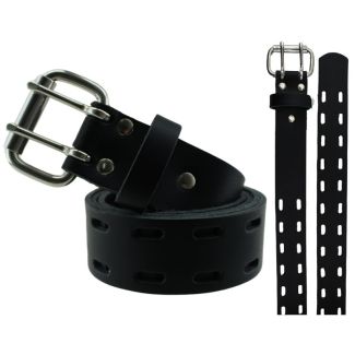 Men's Genuine Leather 2 Pin Full Slot Belts 1.5" Wide - Black (2X Large)