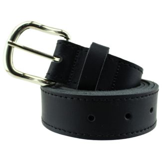 Men's Genuine Leather Stitched Belts 1.25" Wide - Black (Large)