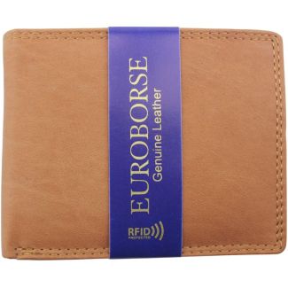 Men's Leather RFID Fold Bifold Wallet - Tan