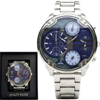 Men's NY London Round Metal Bracelet Watch - Blue/PNP
