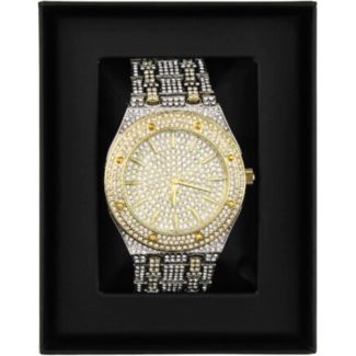 Men's NY London Round Metal Bracelet Watch With Diamonds - Two-Tone