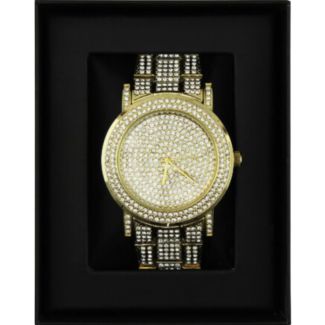 Men's NY London  Metal Bracelet With Diamonds Watch - Gold