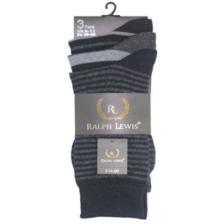 Men's Ralph Lewis Socks - "Striped" Design (3 Pack) 