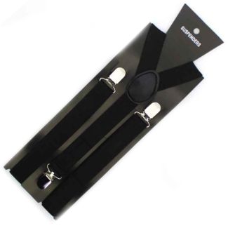 Mens Shiny Suspender Braces Black 25mm
