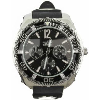 Men's Softech Round Silicone Strap Watch - Black/Silver