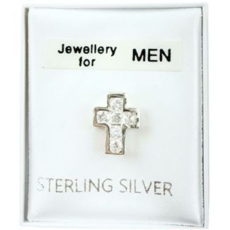Men's Sterling Silver Cross Ear Stud - 10mm