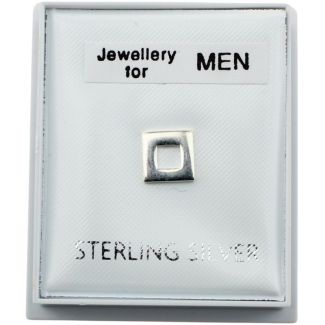 Men's Sterling Silver Square Cut-Out Stud Earrings