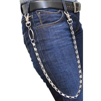 Metal Keychain With Cuboid Links (Silver) - 4cm Ring