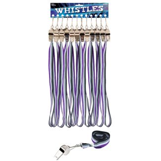 Metal Whistle With Lanyard - Asexual Pride