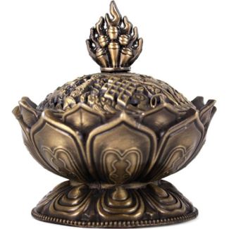Metal Lotus Incense Cone Holder – Brass Finish (8cm)