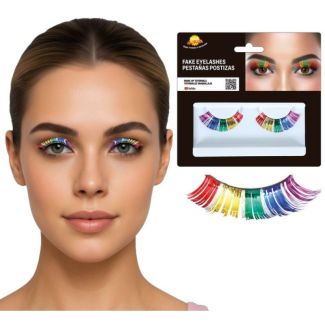 Metallic Rainbow False Eyelashes - Multicolour