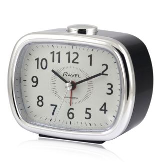 Wholesale Mid Sized Quartz Alarm Clock- Black / Silver