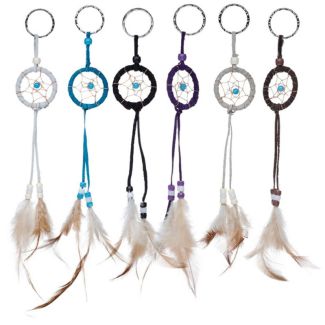 Mini Feather Dreamcatcher Keyring With Beads 