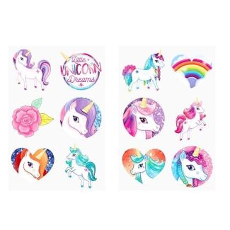 6pc Kids Unicorn Temporary Tattoos (4cm) - Assorted Designs