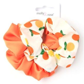 2pcs Satin Fruit Print Scrunchies - Assorted - 10cm