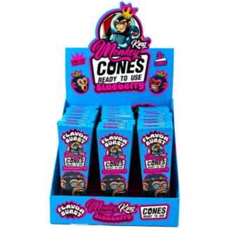 Monkey King - King Size Flavor Burst Cones - Blueberry (24 X 3 Cones)