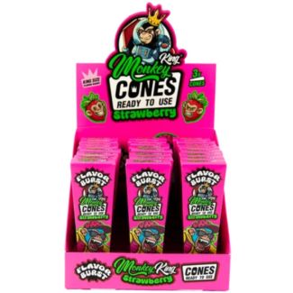 Monkey King - King Size Flavor Burst Cones - Strawberry (24 X 3 Cones)