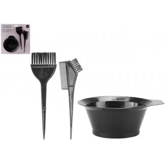Hair Colouring Set - Black (Dye Bowl with 2 Brushes)