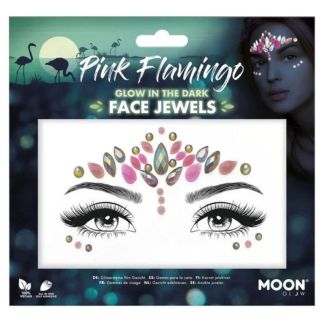 Wholesale Moon Glow In The Dark Face Jewels - Pink Flamingo 