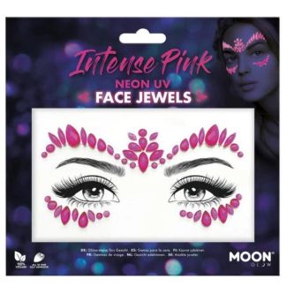 Wholesale Moon Neon UV Face Jewels - Intense Pink