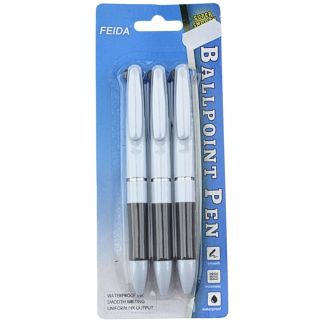 Multi-Colour Push Button Ballpoint Pens – Pack of 3